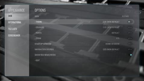 Screenshot of appearance settings